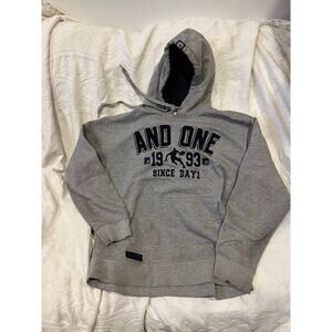 AND1 Gray Pullover Hoodie Rare Mens L